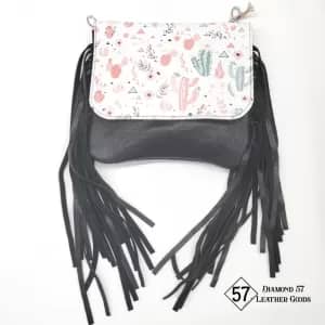 Leather hipster bag with cactus print