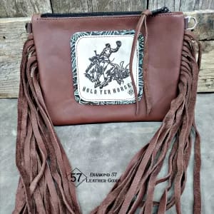Brown leather crossbody purse