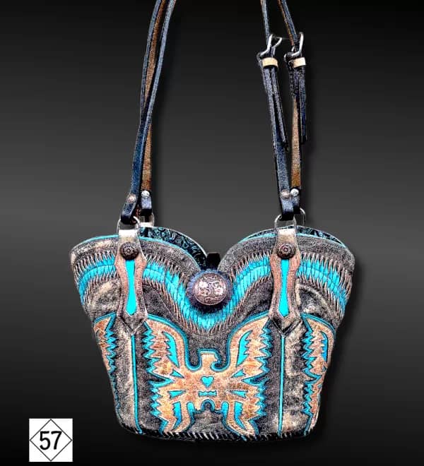 Turquoise cowboy boot purse
