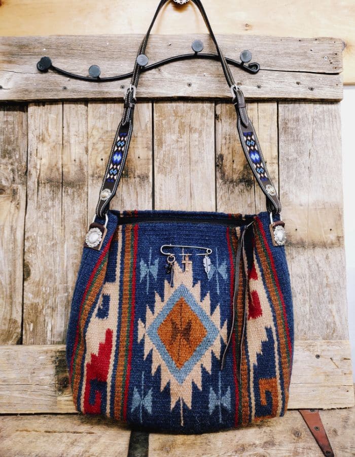 Custom Horse saddle blanket purse with horse tack handle